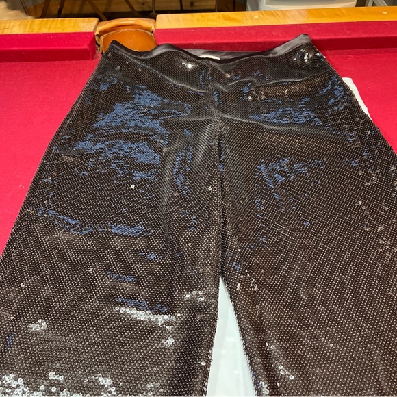 NEW H&M BROWN Sequined PANTS womens Size 14 formal Party Cocktail wide Flowy leg - Picture 16 of 16